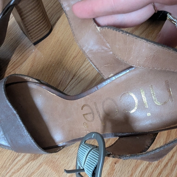 Nicole Brown Leather Heeled Sandals - Picture 5 of 7